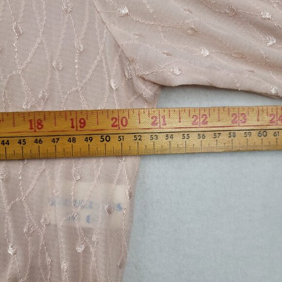 Shoulders To Go Blush Semi-Sheer Button-Down Cardigan M/L Blush Vintage Deadstoc - Picture 10 of 12